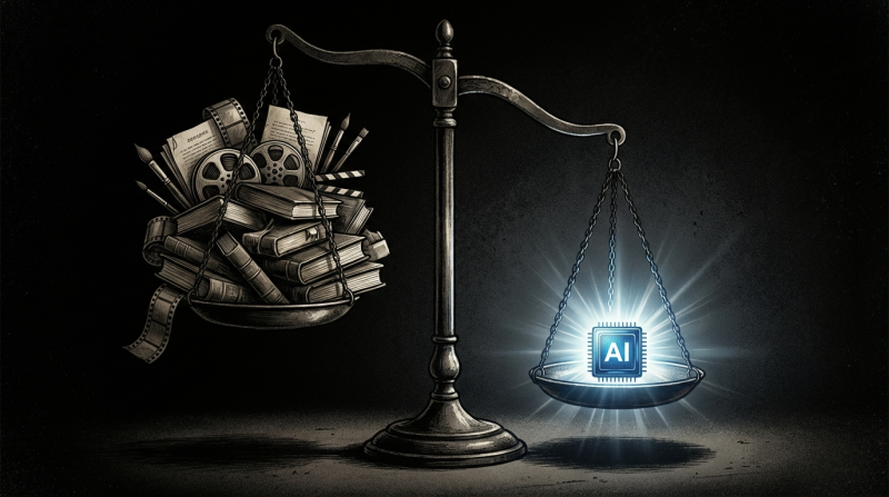 Justice scales with an ai chip